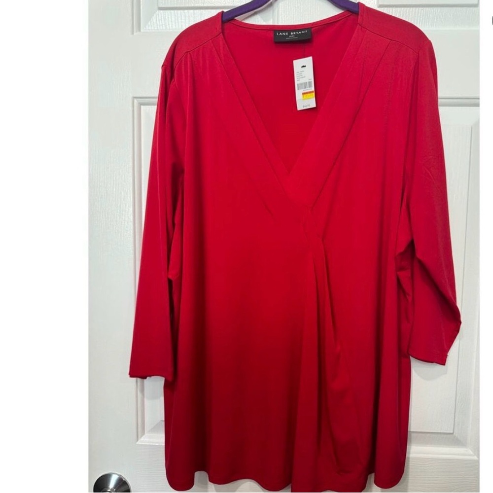 NWT Lane Bryant Red V-Neck Tunic Top Size 22/24